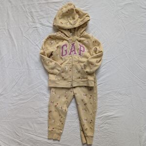 GAP Kids Beige Floral Hoodie and Joggers Set
